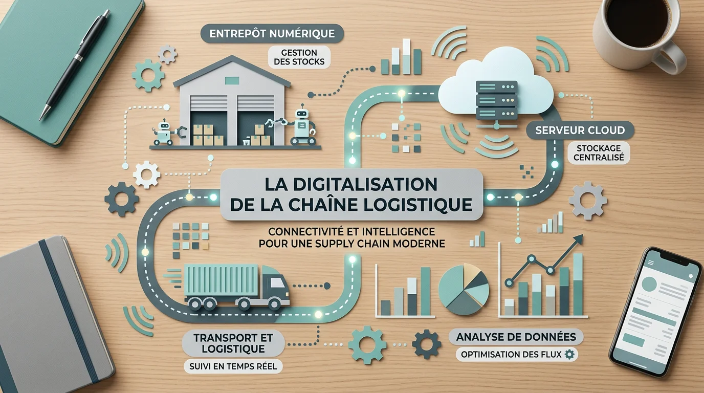 Représentation visuelle de la digitalisation de la chaîne logistique