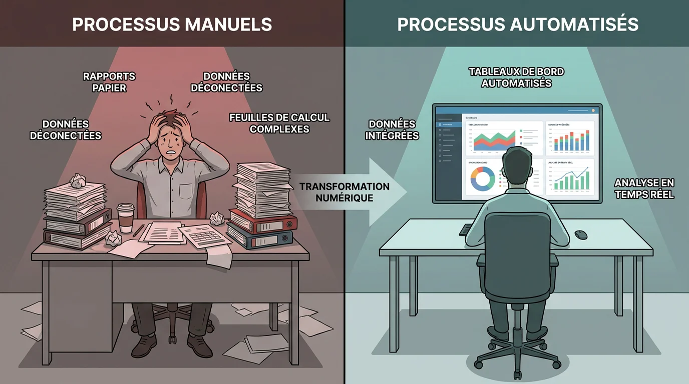 Comparaison entre gestion manuelle et processus automatisés par l'IA
