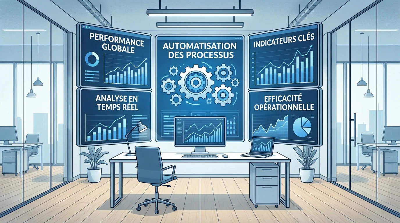 Tableau de bord numérique personnalisé illustrant une solution sur mesure en entreprise