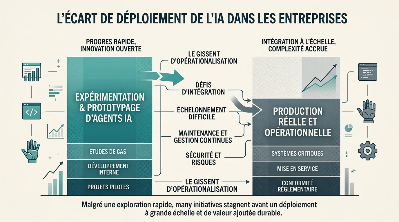 Écart entre expérimentation et déploiement réel des agents IA en entreprise