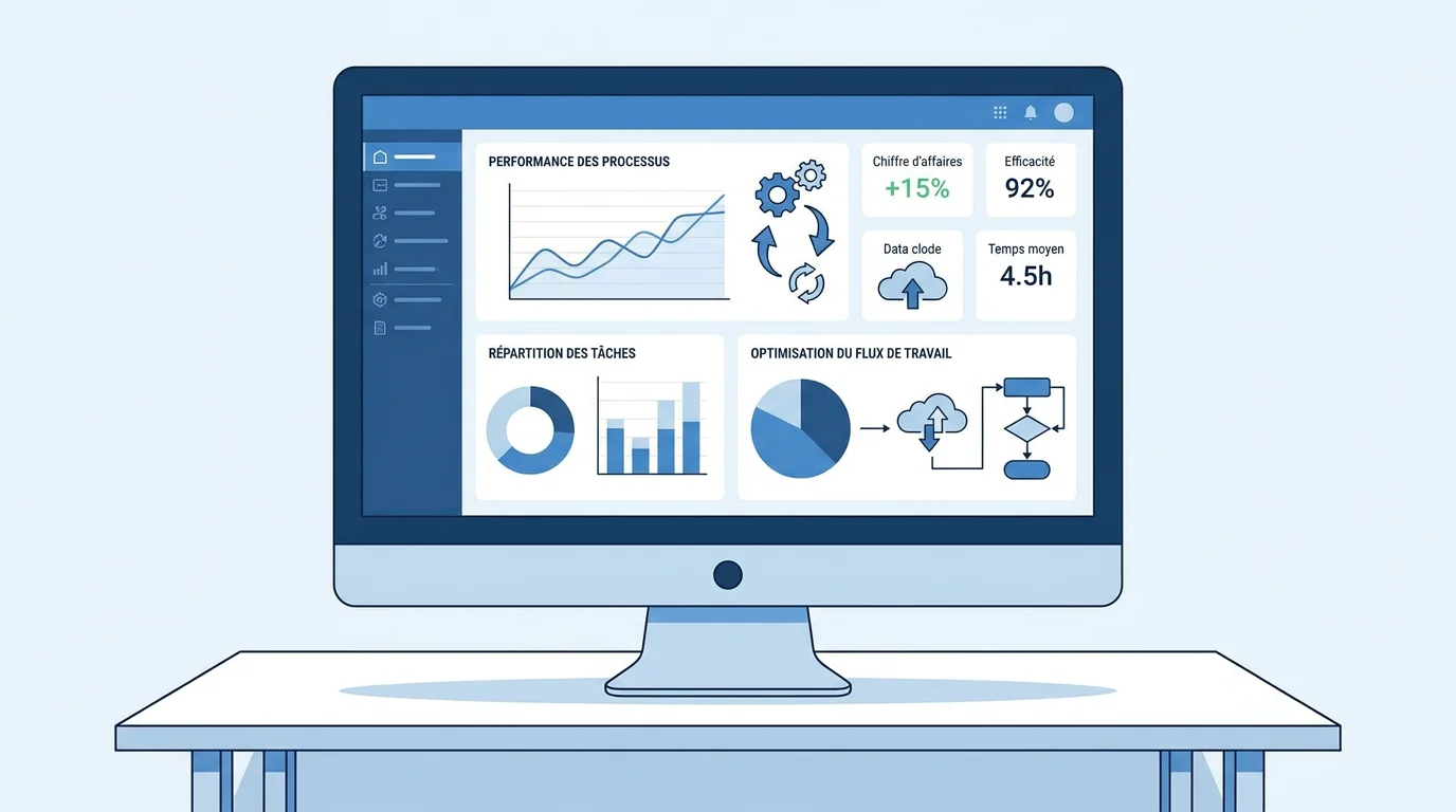 Interface d'un logiciel métier sur mesure avec tableaux de bord personnalisés